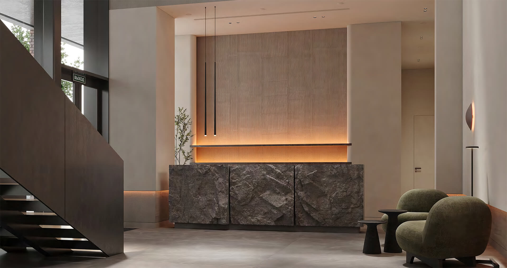 Лобби и входная группа жилого комплекса